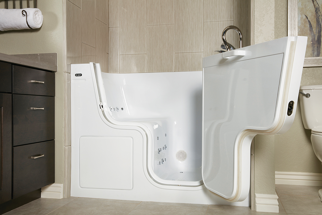 bathtub with accessible pocket door