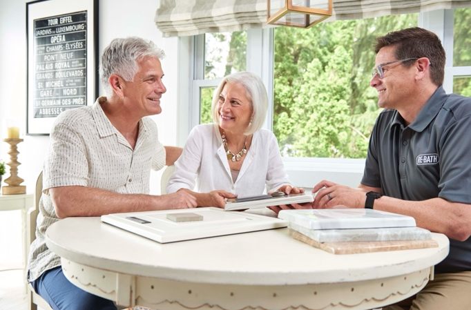 Re-Bath consultant meets with senior couple