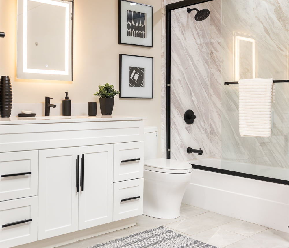 Volakas Natural Stone Contemporary Bathroom Photo